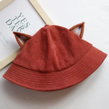 Letné Fox uši opaľovací krém Vedierko Hat jednoduchý rybár klobúk ženy Dievča módneho povodí klobúk slnko klobúk veľkoobchod 5215