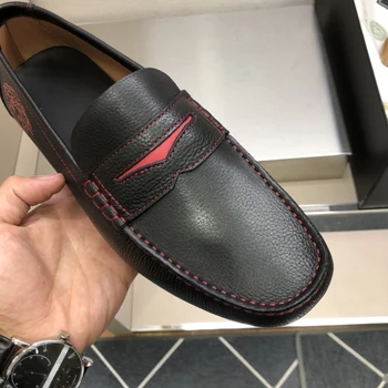 Letné muž pohodlné topánky, kožené módne topánky mužov jadrný mokasíny black vysokej kvality ležérne pánske 12472