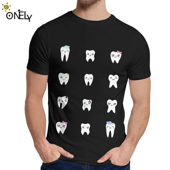 Letné Muž T Shirt Zubný Lekár, Dentálna Zub Stomatológia Bavlna Bežné Crewneck Cartoon Dizajn, Krátky Rukáv 1390