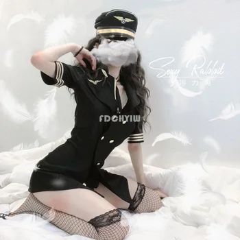 Letuška Jednotné Hlboko V Krku Šaty, Sexy Spodná Bielizeň, Nočné Clubwear Letuška Anime Cosplay Oblečenie Slúžka Námorník Kostýmy