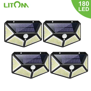 LITOM 180 LED Solárne Svetlo Solárne Lampy 3 Svetelné Módy S Pohybovým Senzorom Slnečného Svetla LED Vodotesný Slnečné svetlo Pohonom na Záhrade 20411