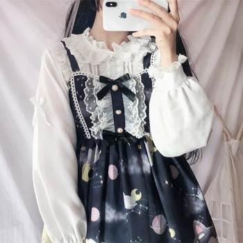 Lolita Šaty Astronaut Mesiac Tlač Sladké Japonský Kawaii Dievčatá Princezná Vintage Gotický Tlačené Vzory Letné šaty 27981