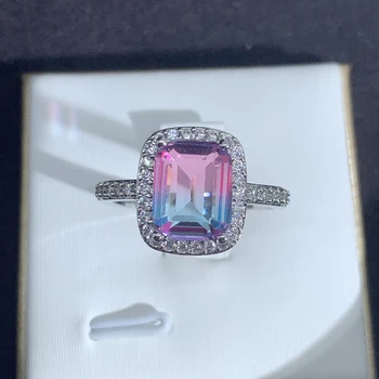 LUALA Lesklé Štvorcový Zirkón Zásnubný Prsteň Luxusné Rainbow Crystal CZ Kameň Prstene Pre Ženy, Svadobné Šperky Valentín Dary 16599