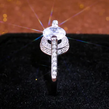 Luxusné Žena Malý Guľatý Kameň Prsteň Zásnubný Prsteň Crystal Solitaire Snubné Prstene Pre Ženy 5333