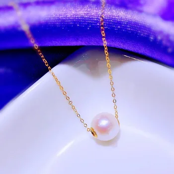 MADALENA SARARA 18k zlata Sladkovodné perly prívesok AU750 zlato Perfektné Kolo pearl Ženy náhrdelník Prívesok partout clavicle reťazca