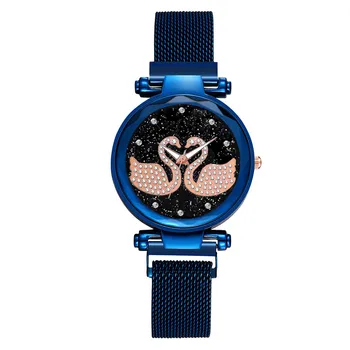 Magnet Magnet Kameň Swan Diamond Lady Prenos Hodinky Quartz Bežné dámske Hodinky часы женские наручные montre femme Reloj Mujer 15952