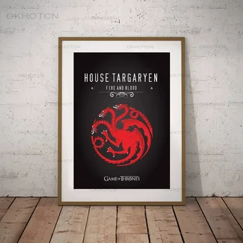 Moderné TV Série Plagátov Módne Wall Art Plátno Tlačiť Dom Targaryen Banner Maľovanie Domu Stark Plátno na Maľovanie Film Obrázok