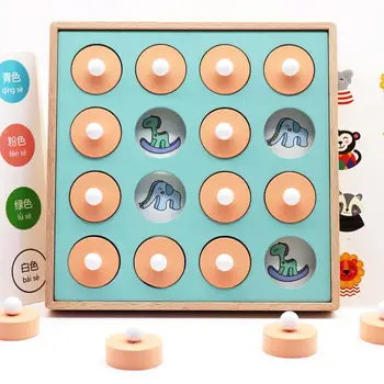 Montessori Pamäte Zápas Šach Hra 3D Puzzle Drevených Skoro Vzdelávacie Rodinnú oslavu Bežné Interakcie Hry Detí, Hračky 36562