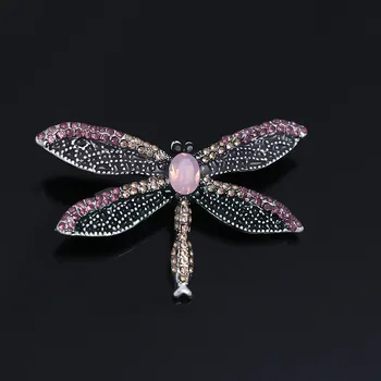 Móda Dragonfly Crystal Brošňa Ženy Tričko Vyhovovali Drahokamu Hmyzu Zvierat Kolíky Brošne Strany Darček