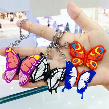 Módne farebné motýľ keychain pre ženy, dievčatá, priateľku, darček auto kľúča držiteľa krúžok reťazca trinket gumy taška prívesok kľúčenka 2199