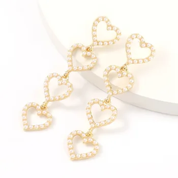 Módne Kovové Akryl Imitácia Perly viacvrstvové v tvare Srdca Náušnice Ženskej Tvorivej Duté Visieť Náušnice, Doplnky Strany 6974