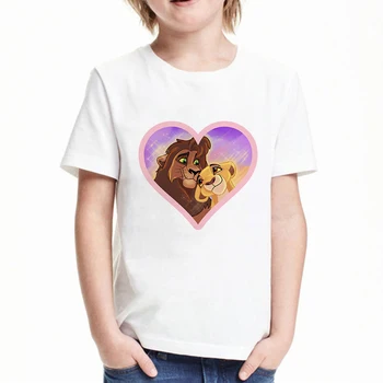 Módne Oblečenie Pre Dospievajúcich Disney Lion King Láska Grafické T-košele S Krátkymi Rukávmi Chlapci A Dievčatá Ulice, Hip-Hop Deti Topy 43792
