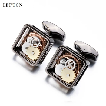 Najnovšie Námestie Steampunk Výstroj manžetové gombíky Lepton Hodinky Mechanizmus manžetové pre mužov Podnikania, manžetové gombíky, svadobné Relojes gemelos