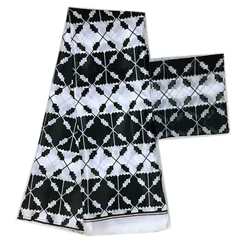 Napodobňované Hodváb vosk čierny a biely hodvábny šifón textílie afriky textílie ankara afriky vosk vytlačí textílie 4+2yards 2294