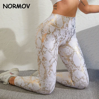 NORMOV Ženy Sexy Legíny Had Vytlačené Priedušná Chudá Leggins 2021New Fitness Športové Rýchle Sušenie Vysoký Pás Telocvični Oblečenie