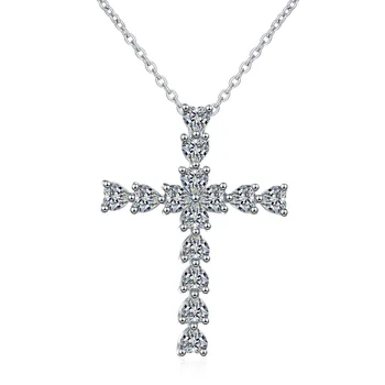 Nové 925 Sterling Silver Šperky Kvet, zirkón v tvare Srdca Cross Prívesok clavicle reťazca Náhrdelník Ženu, Darčeky Pre Milovníkov