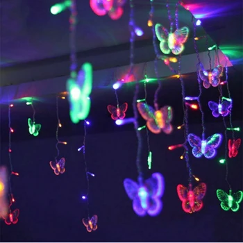 Nové Rokov LED Motýľ Opony Svetlá Cencúľ String Svetlá 3,5 M Víla Garland Svetlá pre Domáce Vianočné Party Dovolenku Decoratio 46970