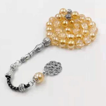 Nové Yellow Crystal tasbih misbaha 33 ruženec perličiek náramok moslimských Eid Adha darček príslušenstvo na strane islamskej turecký módne šperky 13004