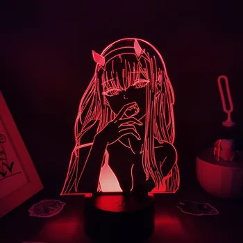 Nula Dva Anime Obrázok 02 3D LED RGB Nočné Osvetlenie, Cool Krásny Darček Pre Priateľa, Lávové Lampy, Spálňa Tabuľka Dekor Miláčik V Franxx 5952