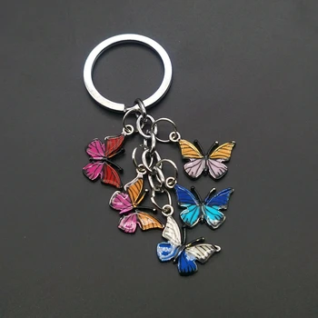 Náhodné 5 farieb Nové Farebné Smalt Motýľ Keychain Hmyzu Kľúča Vozidla Ženy Taška na Príslušenstvo Šperky, Darčeky