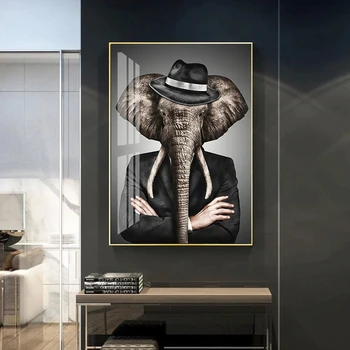 Oblek Slon Plátno Na Maľovanie Tvorivé Zvieracie Hlavy Ľudských Múr Umenia Plagátu Moderná Obývacia Izba Domáce Dekorácie Nástenná Maľba(Bez Rámu) 8086