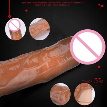 Opakovane Kondóm Mužský Penis Rukáv Extender Rozšírenie Realistické Dildo Rukávy Sexuálne hračky pre Mužov Penis zväčšovacieho prístroja predčasnej Ejakulácie