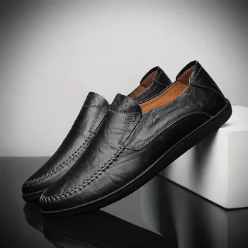 Originálne Kožené Mužov Topánky Bežné Luxusné Značky 2020 Taliansky Pánske Mokasíny Moccasins Priedušná Lodné Topánky Zapatos Hombre 13904