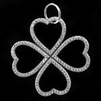 Originálne Lístky Láska Srdca, Ďatelina S Krištáľovo Náhrdelník Prívesok Fit 925 Sterling Silver Perličiek Kúzlo Náramok Šperky