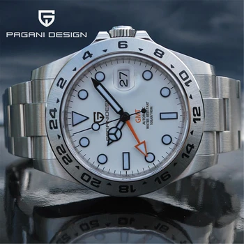 PAGANI DIZAJN 2021 Nové Muži Mechanické náramkové hodinky Business Športové GMT Hodinky z Nerezovej Ocele, Vodotesné Hodiny Relogio Masculino 14902