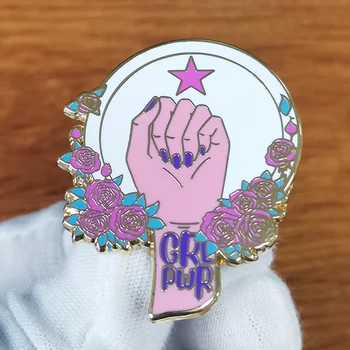 Pastelové Dievča Moc Brošňa motivačný slogan Odznak Kvet dámy Smalt Pin feministické šperky
