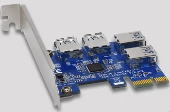PCI-E na 4 Port USB 3.0 vysokorýchlostné Converter Rozširujúca Karta Adaptéra PCIe X1 Stúpačky Karty Pre Banské 975
