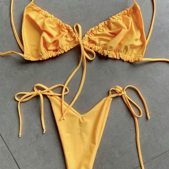 Pevné Mikro Plavky Bikiny Žien 2020 Biquini Krajky-Up Plavky, Plavky Sexi Tangá Bikini String Brazílske Plavky Ženy 8741