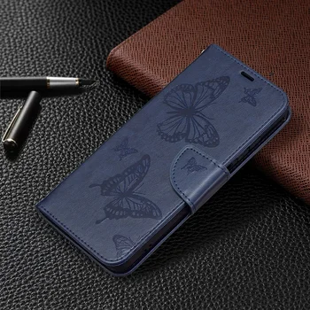 Plastický Motýľ Kožené puzdro Pre Samsung Galaxy J4 J6 A6 A7 2018 S9 S10 S20 S21 Plus Ultra FE E Peňaženku Stáť Knihy Kryt Telefónu