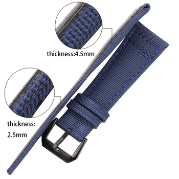 Plátno Nylon + pravá Koža Watchband 20 mm 21 mm 22 mm Čierna Zelená Modrá Ženy Muži Sledovať Kapela Popruh S Pin Pracka