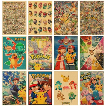 Pokemon Anime Plátno na Maľovanie Pikachu Plagáty a Vytlačí Wall Art Print nástenná maľba Obrázky detskej Izby Domova Darček Cuadros