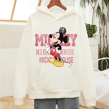 Poleron Disney Anime Nadrozmerná Mickey Mouse Mikina s Kapucňou, Ženy Hrubé Teplé 90. rokov Estetické Sudaderas Con Capucha Jeseň Zima 4770