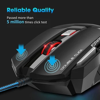 Počítačová Myš Hráč Ergonomic Gaming Mouse USB Káblové Hra Mause 5500 DPI Tiché Myší s LED Podsvietením 7 Tlačidlo pre PC, Notebook 7344
