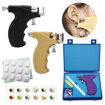 Profesionálne Ear Piercing Zbraň Nástroje s Ucho Stud Náušnice Sterilné Nos, Pupok Helix Piercing Nástroj Set Telo Šperky Stroj Kit 35382