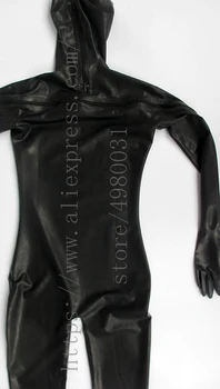 Prsia & ramená zipsy dizajn celého tela mužov latex otroctva catsuit a pripojené maska & ponožky & rukavice 74794