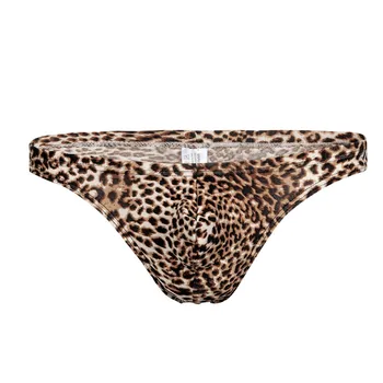 Pánske Slipy Low-Pás Sexy Bielizeň Leopard Tlač Spodky G-Srting Remeň Priedušná Nohavičky Plus Veľkosť Nohavičky Jockstrap