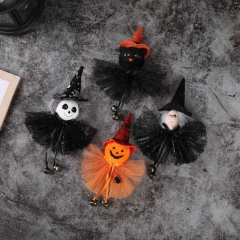 Q0KF Halloween Visí Ghost Rekvizity Horor Dekorácie Dizajn Tekvica Ghost Prívesok Outdoor Indoor Bar Party s 2 Zvony 4925