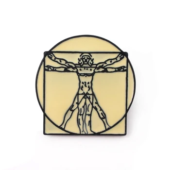 RJ Da Vinci Klasické Diela Vitruvian Brošňa Funkciu Obrázok Šperky Smalt Odznak Pin Šperky so suvenírmi Darček 2126