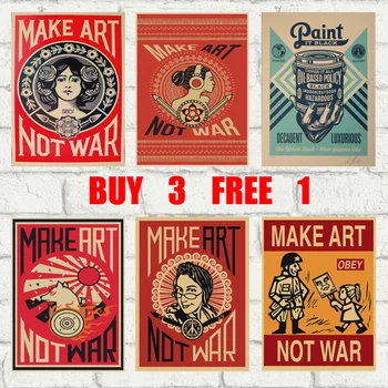 Robiť Umenie Nie Vojna, Retro Kraft Papier Plagát Bar Office Kaviareň Home Art Samolepky Na Stenu