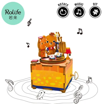 Robotime DIY Drevené Music Box 3D Love Story Model Budovy Súpravy, Hračky, Darčeky pre Deti, Dievčatá Dospelých AM310