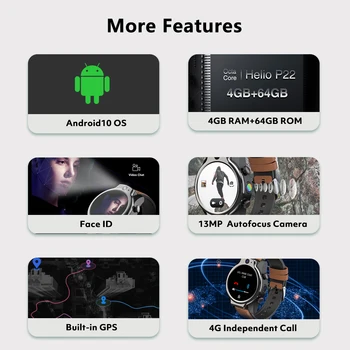 Rogbid Statočný Pro 4G Globálne Smart Hodinky 2021 4 GB 64 GB 2 13MP Fotoaparát 1600mAh Android 10 Smartwatch Telefón, WIFI, GPS, Vodotesný IP68