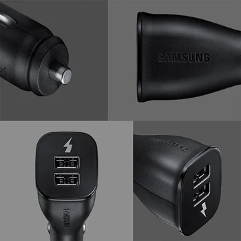 Samsung Nabíjačka do Auta, Adaptér Dual USB Rýchle Auto Cigeratte Adaptér USB-C Kábel Pre Galaxy S8 S9 S10 + Poznámka 8 9 10 A30 A50 A70 A9S