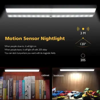 Senzor pohybu, Bezdrôtové LED Nočné Osvetlenie, Spálňa Decor Svetla Detektor Stenu Dekoratívne Lampy, Schodisko, Šatník, Izba Uličkou Osvetlenie