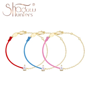 SHADOWHUNTERS Trendy 925 Sterling Silver Klasické Ženy Šperky Tenký Náramok Hruškovitého Tvaru Kryštálu Redline String Zlatá Farba Reťazca