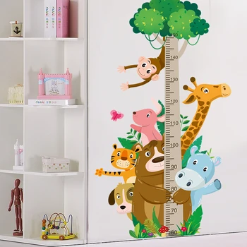 [SHIJUEHEZI] Cartoon Zvieratá Samolepky na Stenu DIY Výška Opatrenie Stenu pre Deti Detská Izba Spálňa Domáce Dekorácie Príslušenstvo 8091