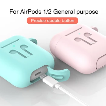 Silikónové obaly na Airpods 1 2. Bezdrôtové Bluetooth Slúchadlá Ochranný Kryt Prípade S Hákom AirPods 2 &1 Kompatibilné